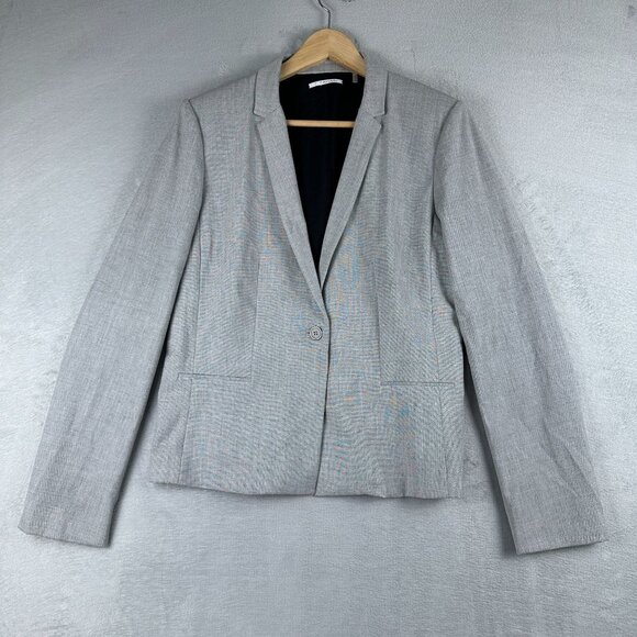 Tahari Women’s Blazer Coat Size 14 Formal Jacket Single Breasted Gray - Picture 1 of 11